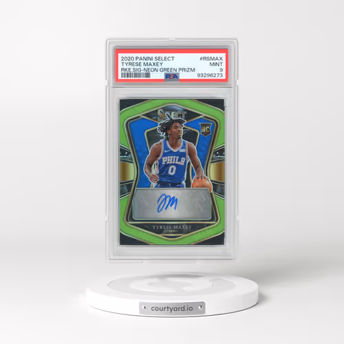 2020 Panini Select Rookie Signatures #RSMAX Tyrese Maxey - Neon Green Prizm (PSA 9 MINT)