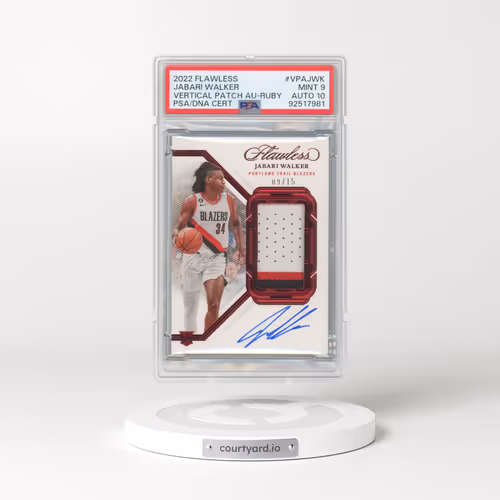 2022 Panini Flawless Vertical Patch Autographs #VPAJWK Jabari Walker - Ruby (PSA 9 MINT)