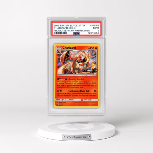 2019 Pokémon SM Black Star Promo #SM158 Charizard - Holo Team Up Prerelease (PSA 9 MINT)