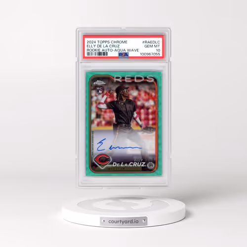 2024 Topps Chrome Rookie Autographs #RAEDLC Elly de La Cruz - Aqua Wave (PSA 10 GEM MINT)