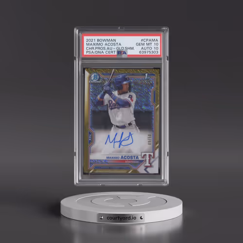 2021 Bowman Chrome Prospect Autographs #CPAMA Maximo Acosta - Gold Shimmer Refractor (PSA 10 GEM MIN