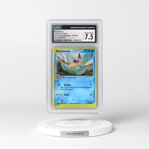 2003 EX Ruby & Sapphire (2003 Copyright, w/ "e" Symbol) #40/109 Marshtomp - Reverse Holo (CGC 7.5 NM