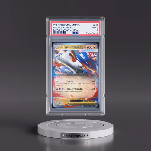 2025 Pokémon Mep EN-Me Black Star Promo #011 Mega Latias EX - Holo Mega Latias EX Box (PSA 9 MINT)
