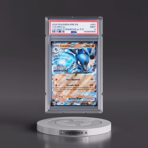 2025 Pokémon Pre EN-Prismatic Evolutions #051 Lucario EX - Holo Lucario EX & Tyranitar EX Premium Co