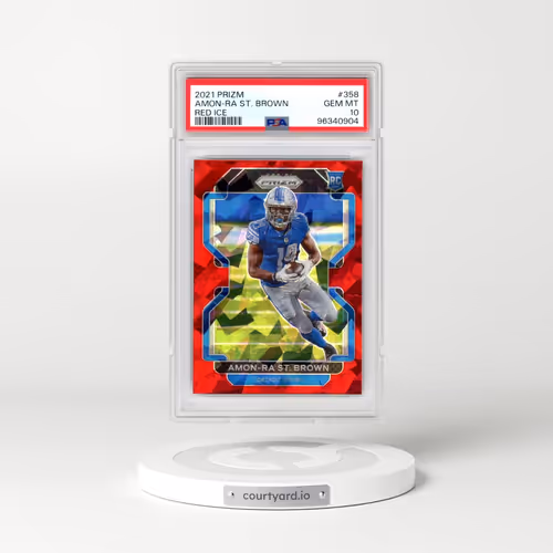 2021 Panini Prizm #358 Amon-RA St. Brown - Red Ice (PSA 10 GEM MINT)