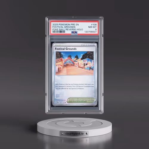 2025 Pokémon Pre EN-Prismatic Evolutions #108 Festival Grounds - Reverse Holo Poke Ball (PSA 8 NM-MT