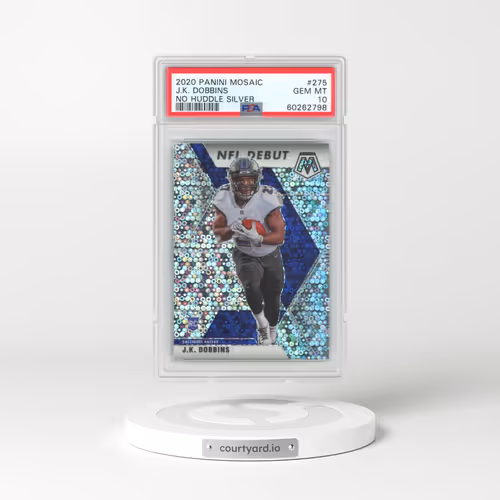 2020 Panini Mosaic #275 J.K. Dobbins - No Huddle Silver (PSA 10 GEM MINT)