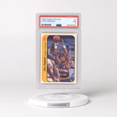 1986 Fleer Sticker #4 Alex English (PSA 7 NM)