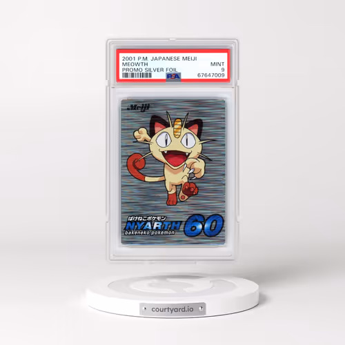 2001 Pokémon Meiji Promo Silver Foil Meowth (PSA 9 MINT)