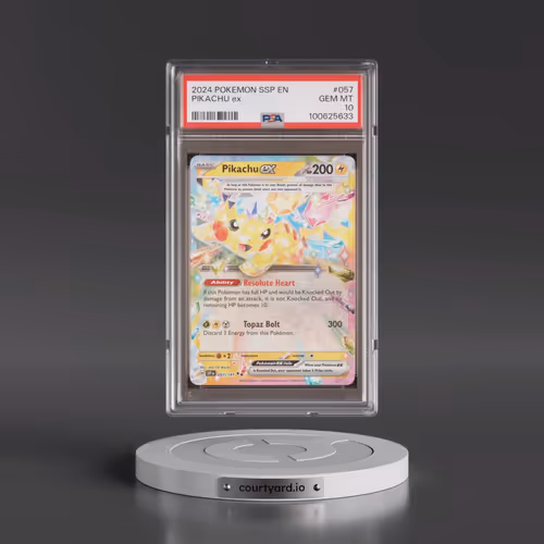 2024 Pokémon Ssp EN-Surging Sparks #057 Pikachu EX - Holo (PSA 10 GEM MINT)