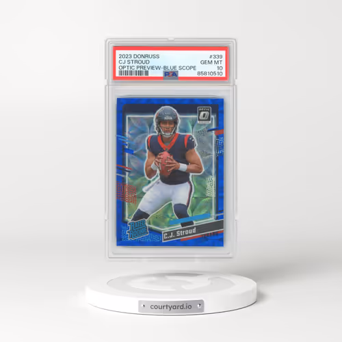 2023 Panini Donruss #339 CJ Stroud - Optic Preview-Blue Scope (PSA 10 GEM MINT)