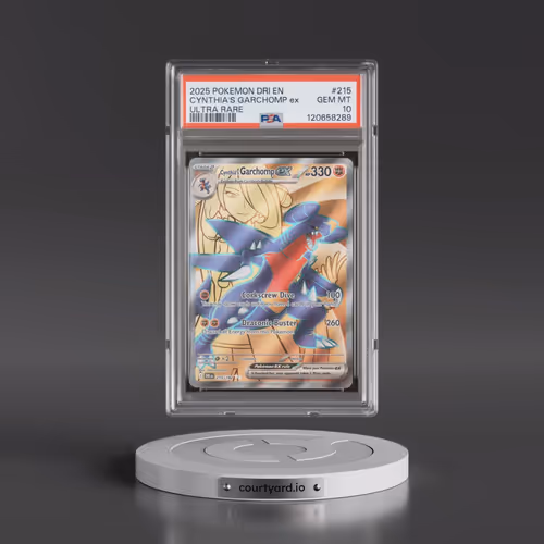 2025 Pokémon Dri EN-Destined Rivals #215 Cynthia's Garchomp EX - Holo Ultra Rare (PSA 10 GEM MINT)