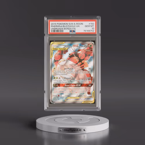 2019 Pokémon Sun & Moon Unbroken Bonds #192 Pheromosa & Buzzwole GX - Holo Full Art (PSA 10 GEM MINT
