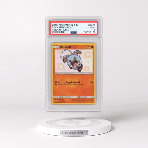 2019 Pokémon Sun & Moon Hidden Fates #SV23 Rockruff - Holo (PSA 9 MINT)