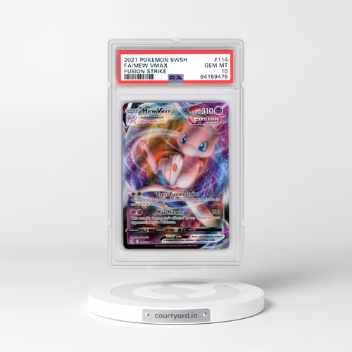 2021 Pokémon Sword & Shield Fusion Strike #114 Mew Vmax - Full Art (PSA 10 GEM MINT)