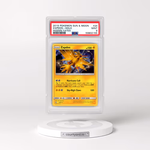 2019 Pokémon Sun & Moon Hidden Fates #24 Zapdos - Holo (PSA 9 MINT)