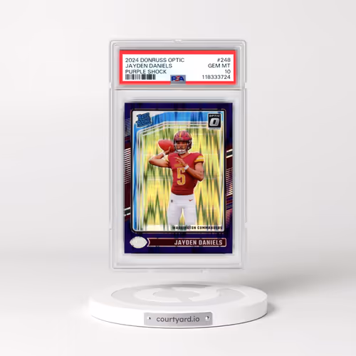 2024 Panini Donruss Optic #248 Jayden Daniels - Purple Shock (PSA 10 GEM MINT)