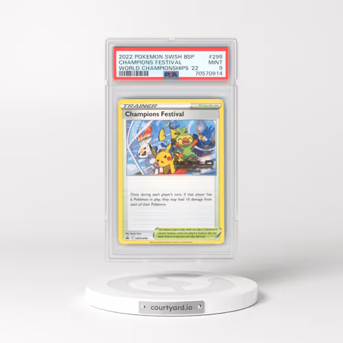 2022 Pokémon Swsh Black Star Promo #296 Champions Festival - World Championships 2022 (PSA 9 MINT)