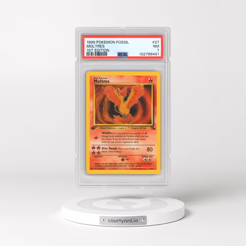 1999 Pokémon Fossil #27 Moltres - 1st Edition (PSA 7 NM)