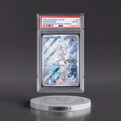 2025 Pokémon Jtg EN-Journey Together #167 N's Reshiram - Enhanced Booster Box Topper (PSA 8 NM-MT)