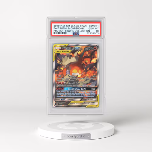 2019 Pokémon SM Black Star Promo #SM201 Reshiram & Charizard GX - Holo Full Art Reshiram & Charizard-GX Figure Collection (PSA 10 GEM MINT)