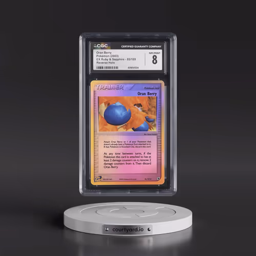 2003 EX Ruby & Sapphire (2003 Copyright, w/ "e" Symbol) #85/109 Oran Berry - Reverse Holo (CGC 8 NM-