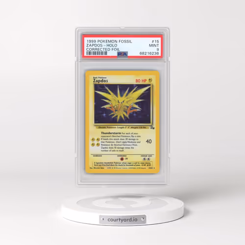 1999 Pokémon Fossil #15 Zapdos - Holo Corrected Foil (PSA 9 MINT)