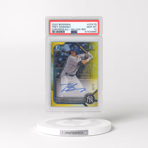 2022 Bowman Chrome Prospect Autographs #CPATS Trey Sweeney - Yellow Refractor (PSA 10 GEM MINT)