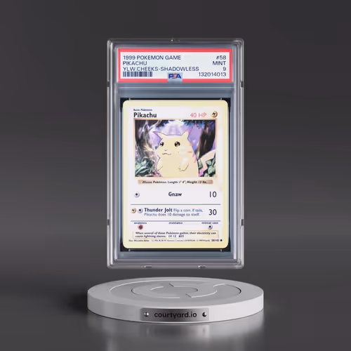1999 Pokémon Game #58 Pikachu - Shadowless Yellow Cheeks (PSA 9 MINT)