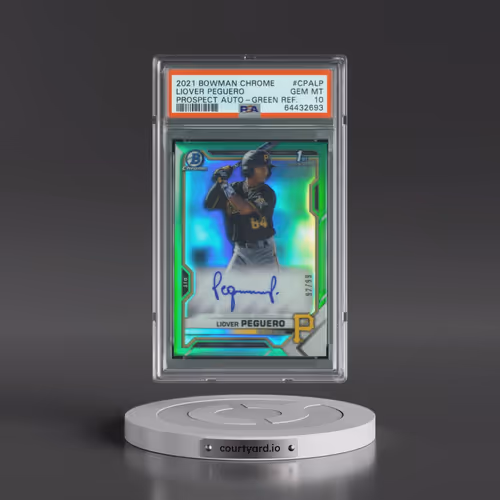 2021 Bowman Chrome Prospect Autographs #CPALP Liover Peguero - Green Refractor (PSA 10 GEM MINT)