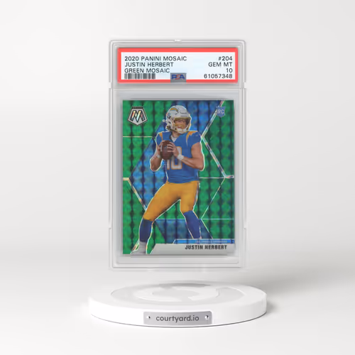 2020 Panini Mosaic #204 Justin Herbert - Green Mosaic (PSA 10 GEM MINT)