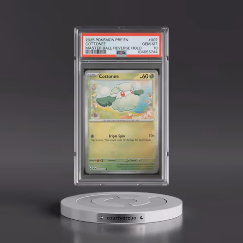 2025 Pokémon Pre EN-Prismatic Evolutions #007 Cottonee - Reverse Holo Master Ball (PSA 10 GEM MINT)