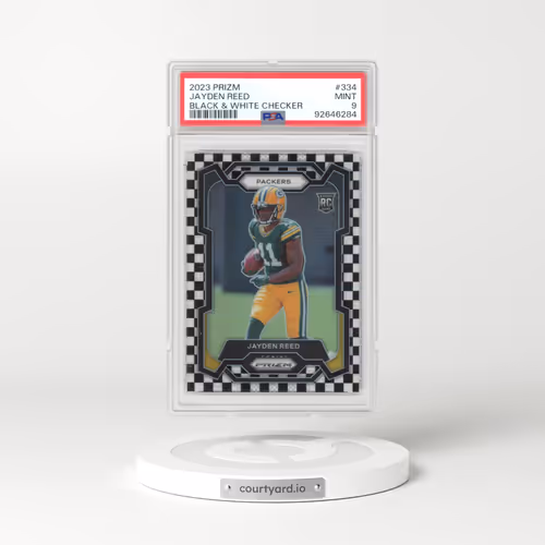 2023 Panini Prizm #334 Jayden Reed - Black & White Checker (PSA 9 MINT)