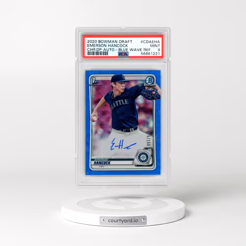 2020 Bowman Draft Chrome Draft Picks Autographs #CDAEHA Emerson Hancock - Blue Wave Refractor (PSA 9