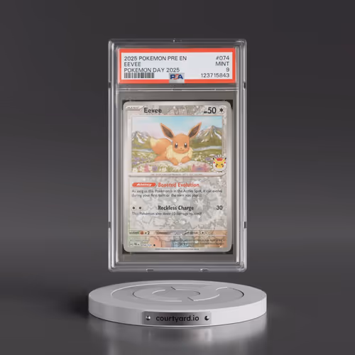 2025 Pokémon Pre EN-Prismatic Evolutions #074 Eevee - Pokemon Day 2025 (PSA 9 MINT)