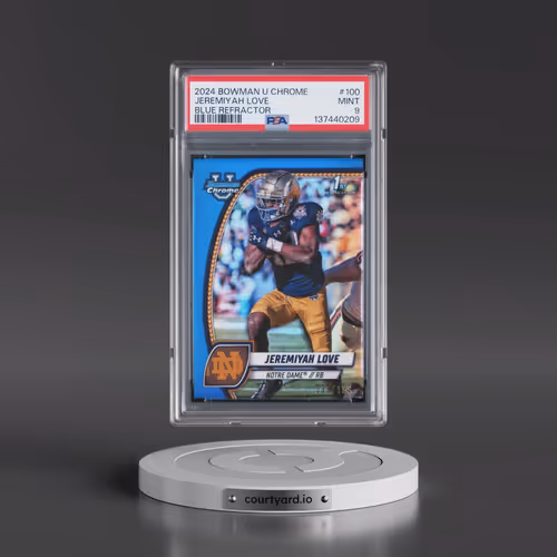 2024 Bowman University Chrome #100 Jeremiyah Love - Blue Refractor (PSA 9 MINT)
