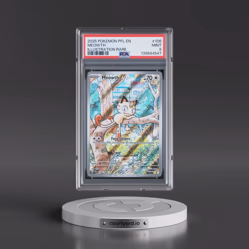 2025 Pokémon Pfl EN-Phantasmal Flames #106 Meowth - Illustration Rare (PSA 9 MINT)