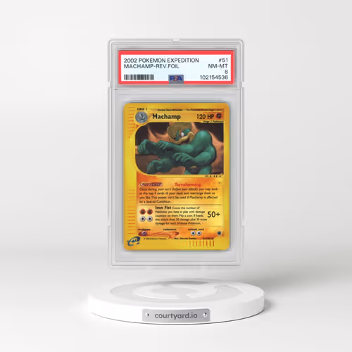 2002 Pokémon Expedition #51 Machamp - Reverse Foil (PSA 8 NM-MT)
