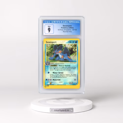 2003 EX Ruby & Sapphire (2003 Copyright, w/ "e" Symbol) #23/109 Swampert - Reverse Holo (CGC 9 MINT)