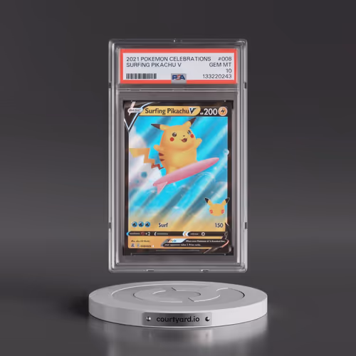 2021 Pokémon Celebrations #008 Surfing Pikachu V - Holo (PSA 10 GEM MINT)