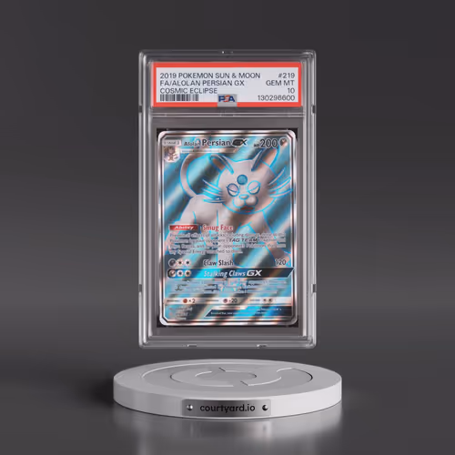2019 Pokémon Sun & Moon Cosmic Eclipse #219 Alolan Persian GX - Holo Full Art (PSA 10 GEM MINT)