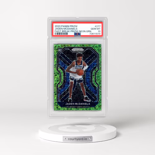 2020 Panini Prizm #277 Jaden Mcdaniels - Fast Break Prizm-Neon Green (PSA 10 GEM MINT)
