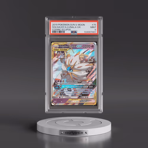 2019 Pokémon Sun & Moon Cosmic Eclipse #75 Solgaleo & Lunala GX - Holo (PSA 9 MINT)