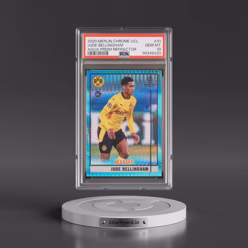 2020 Topps Merlin Chrome UEFA Champions League #31 Jude Bellingham - Aqua Prism Refractor (PSA 10 GE