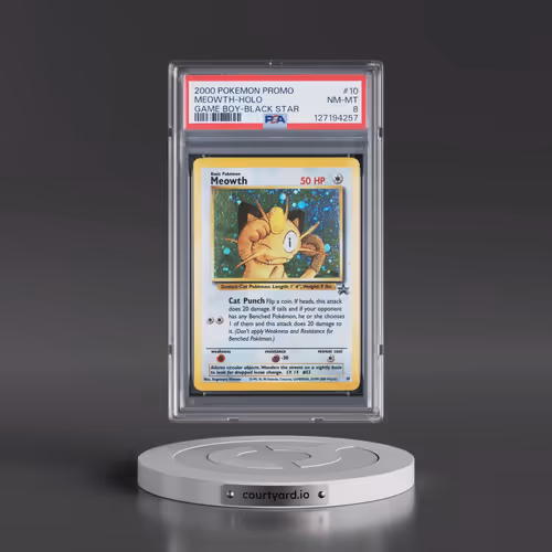 2000 Pokémon Promo Black Star #10 Meowth - Holo Game Boy (PSA 8 NM-MT)