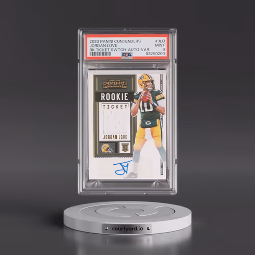 2020 Panini Contenders Rookie Ticket Swatches #JLO Jordan Love - Autograph-Variation (PSA 9 MINT)