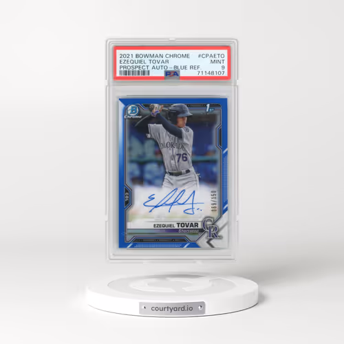 2021 Bowman Chrome Prospect Autographs #CPAETO Ezequiel Tovar - Blue Refractor (PSA 9 MINT)