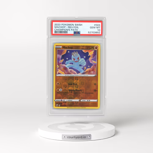 2020 Pokémon Sword & Shield Champion's Path #024 Machop - Reverse Foil (PSA 10 GEM MINT)