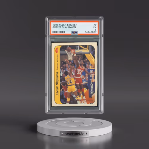1986 Fleer Sticker #9 Akeem Olajuwon (PSA 5 EX)