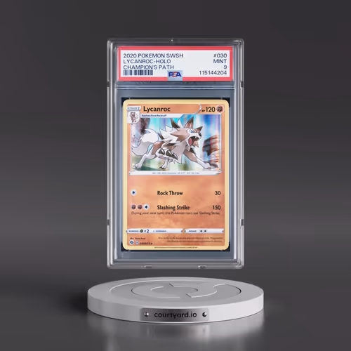 2020 Pokémon Sword & Shield Champion's Path #030 Lycanroc - Holo (PSA 9 MINT)